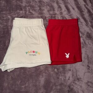 Cream PacSun & Red Playboy Short Duo
